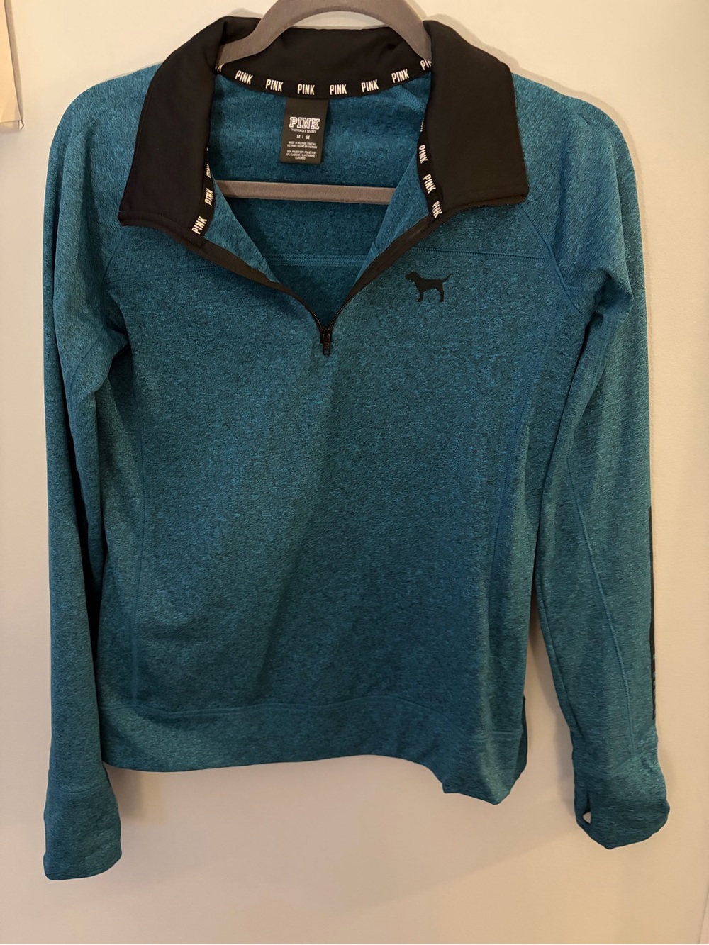 Victoria’s Secret PINK Teal Blue 1/4 Zip Pullover  Size M Like New